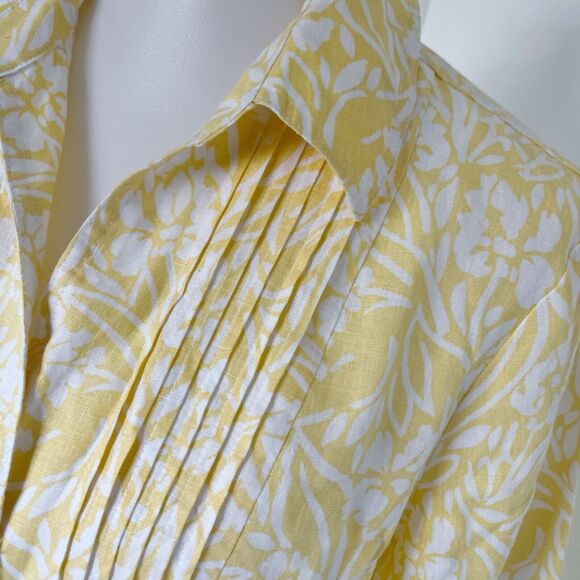 Kim Rogers Size PXL Petite XL Jacket Blazer Yellow Floral Linen 100% Linen - Picture 5 of 16
